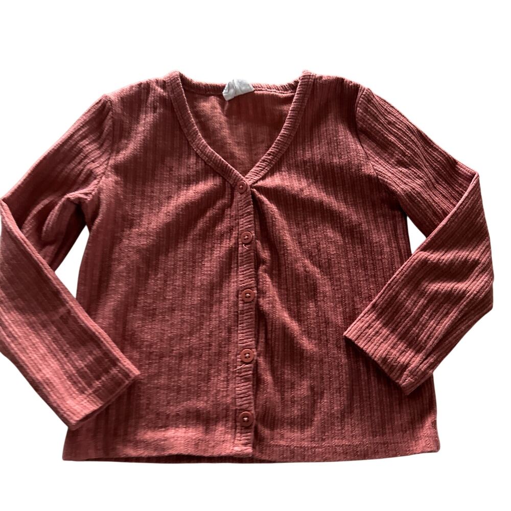 Cotton On Rust Ribbed Button-Down Cardigan - Size 6